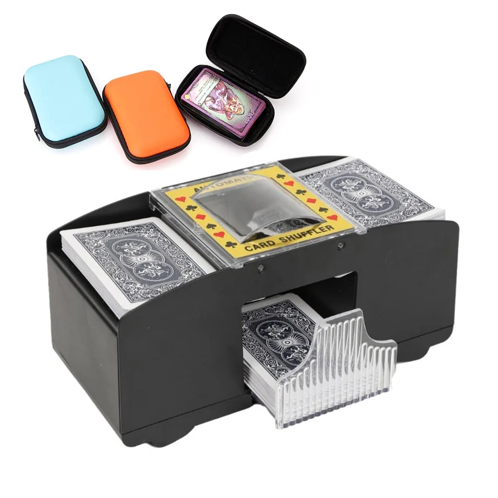 Automatic Playing Card Shuffler Mixer Games Poker Sorter Machine With 4pcs Playing Card Box for Travel Home Festivals Xmas Party