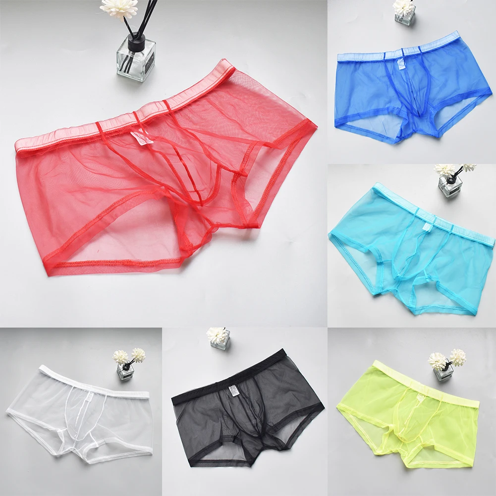 Men Briefs Sexy Underwear Mesh Pouch Panties Hollow Lingeirie Breathables Hombre Gays Sex Stretchshorts