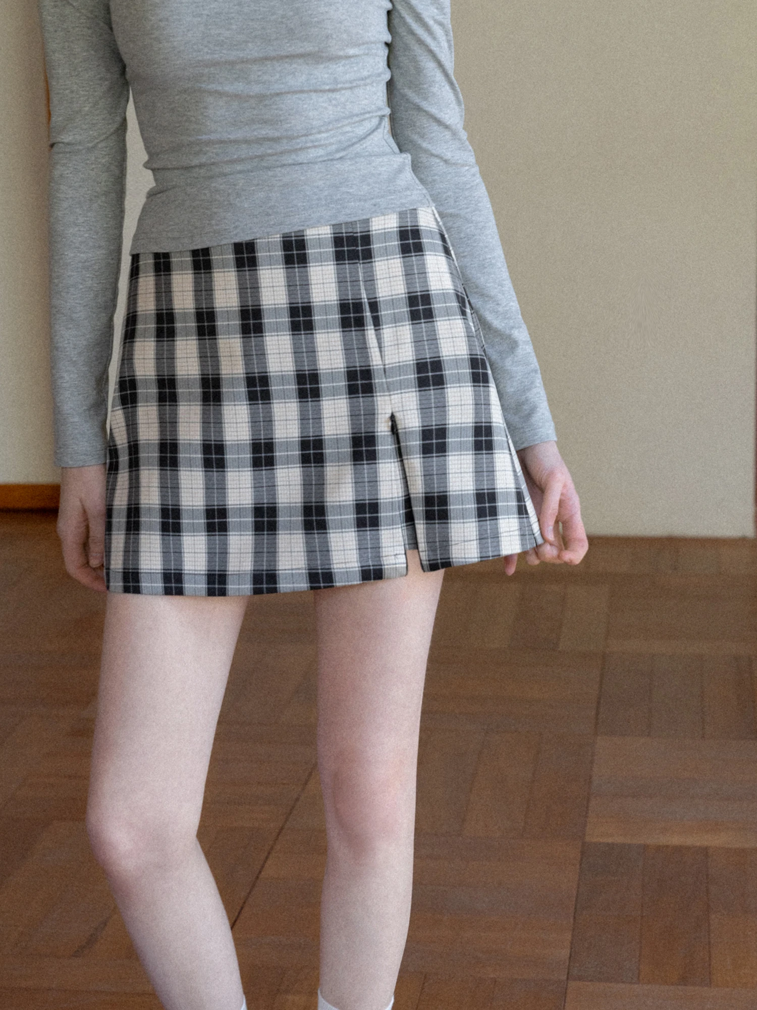 

Асимметричная юбка А-силуэта с высокой талией, боковым разрезом и узором в горошек для женщин, весенне-осенняя, повседневная, универсальная юбка