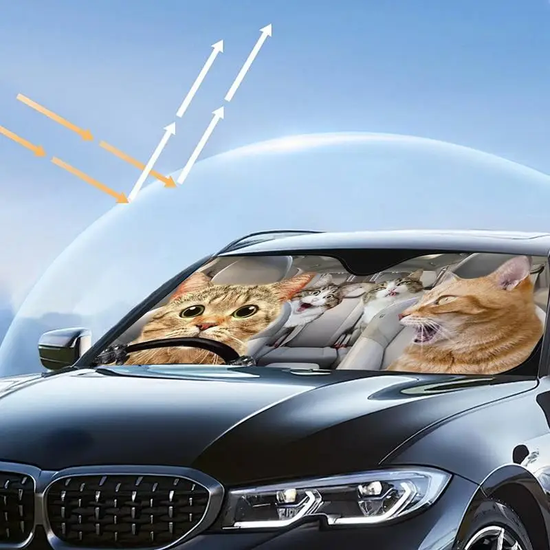 Car Windshield Sun Shade Foldable Cute Funny Pattern Sun Shade auto Windshield cover Automotive Window Sun Shade Visor protector