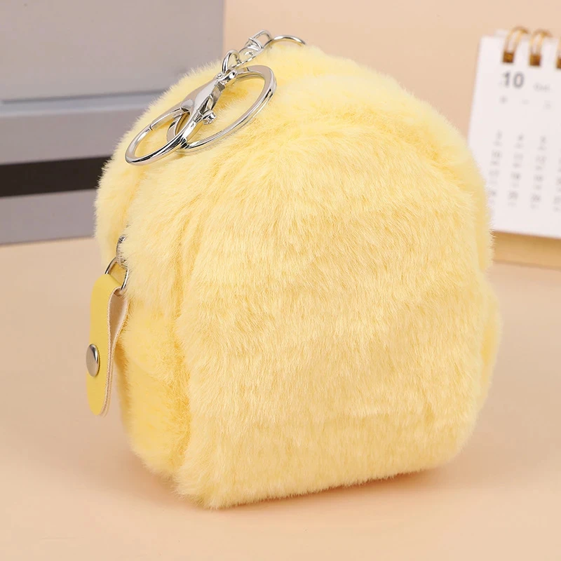 Small Plush Coin Purse Women Korean Mini Square Wallet For Data Line Earphone Headphone Lipstick Storage Organizer Bag Handbag