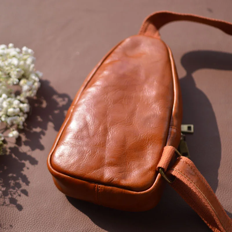 Nowa torba na klatkę piersiowa dla mężczyzn i kobiet skórzana kok na ramię warstwa głowy skóry bydlęcej moda torba crossbody torba na co dzień piterek