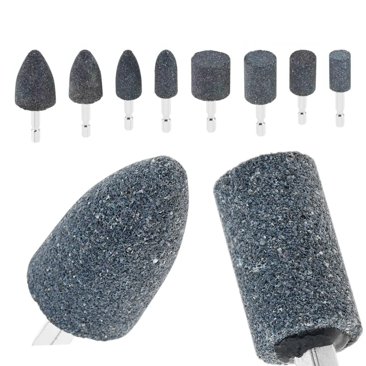 8Pcs Rotary Grinding Stone 1/4'' Hex Shank Abrasive Stone For Polishing Grinding Stone/Glass/Metal/Stainless Steel/Gems/Ceramics
