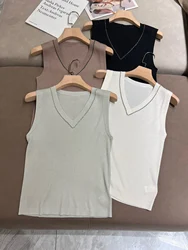 Summer B*C Women's Vest Wool Silk Pullover Sleeveless Vest Female Tank Top's Woman's Clothing Black White Suspenders