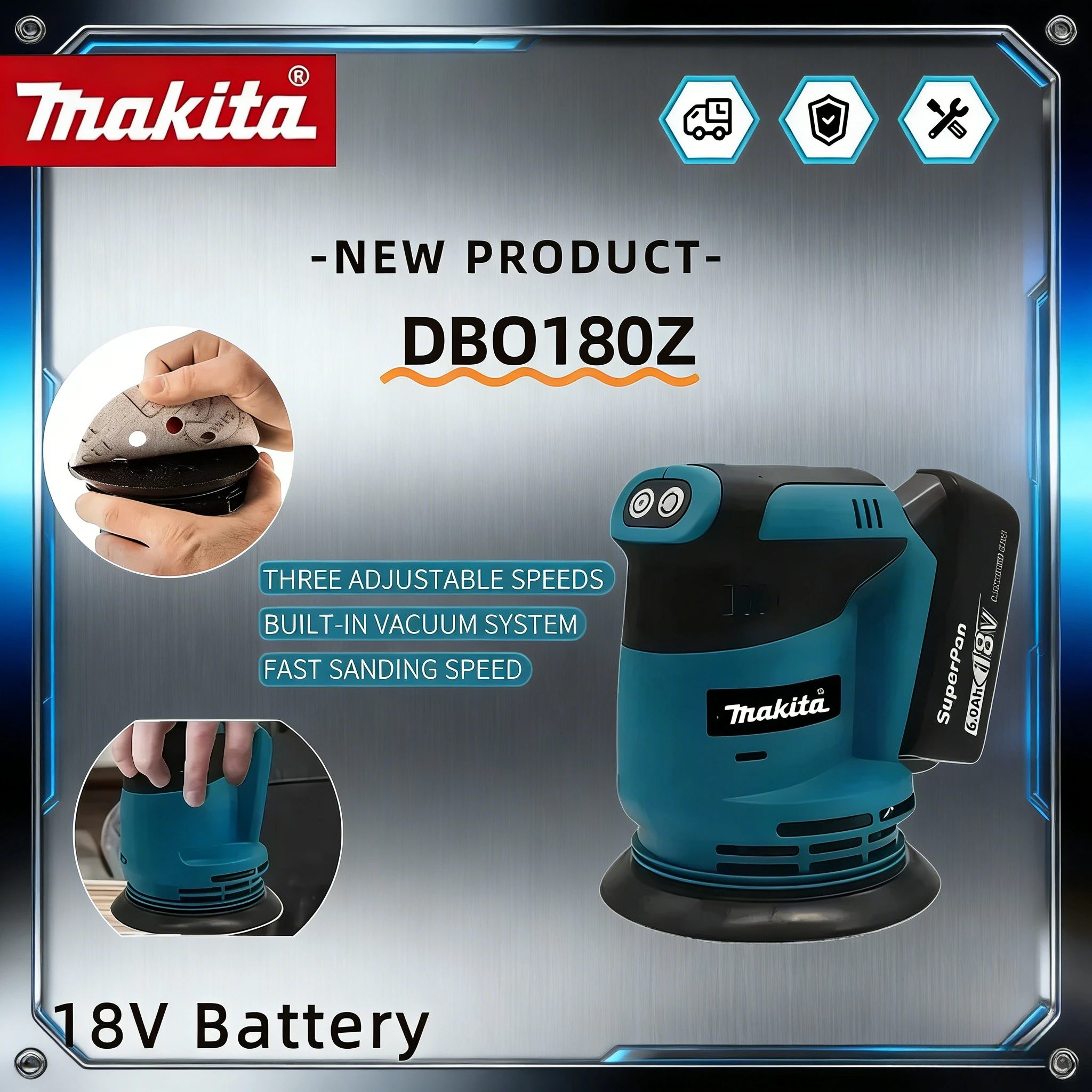 

Бесщеточная аккумуляторная эксцентриковая шлифовальная машина Makita DBO180Z для обработки дерева, шлифовки и полировки (без АКБ и ЗУ)