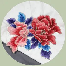 Peony Flower Embroidery Sew on Patches for Clothes Hole Repair Water-soluble Technology, Skin-friendly, Soft Glue Free, Big Size
