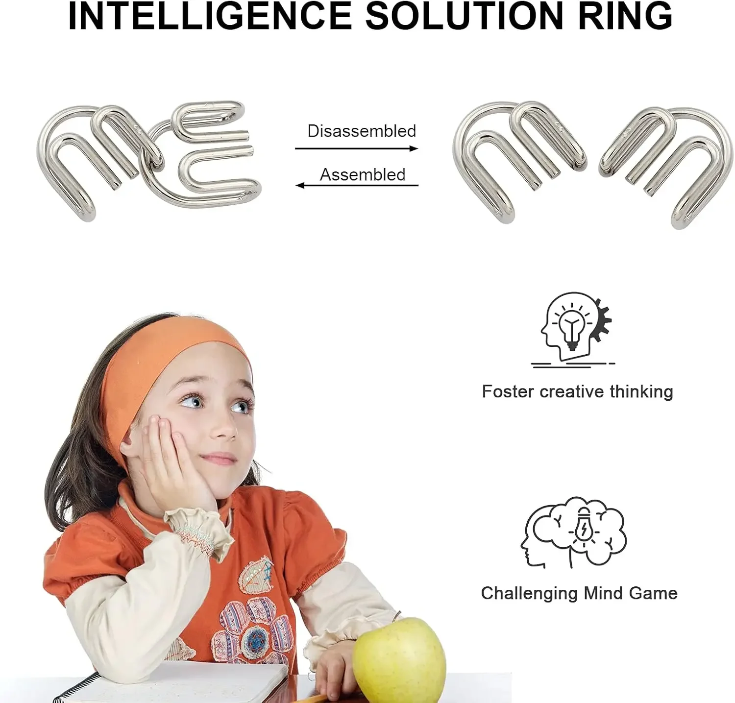 حلقات ألغاز فتح الذكاء الصينية كونغمينغ قفل لعبة دعابة الدماغ للأطفال والطلاب والكبار لعبة تطوير العقل #4