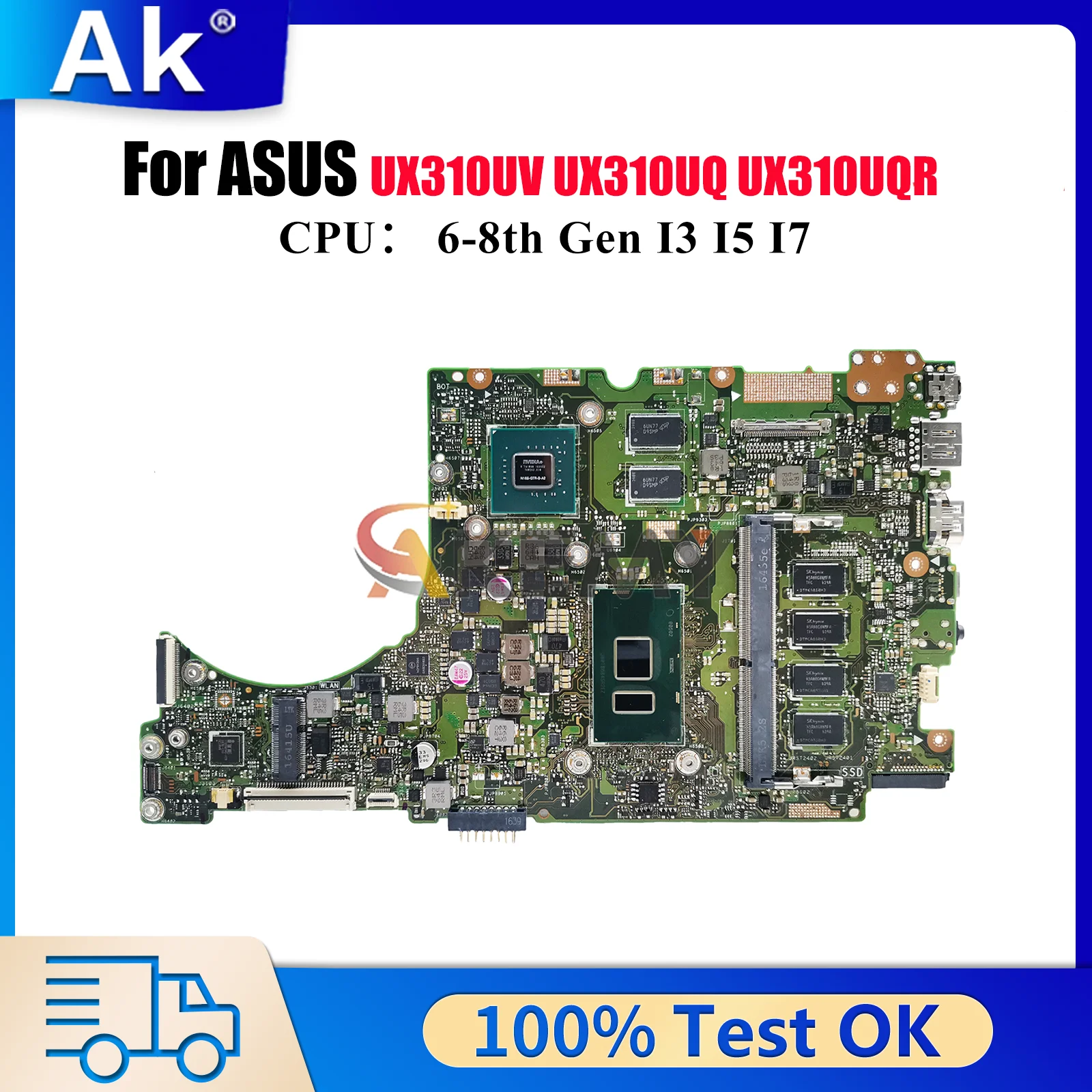 

Материнская плата UX310UV для ноутбука ASUS UX310UQK U3000U UX310UV UX310UFR RX310U UX310UQR UX310U UX310UQ с процессором I3 I5 I7