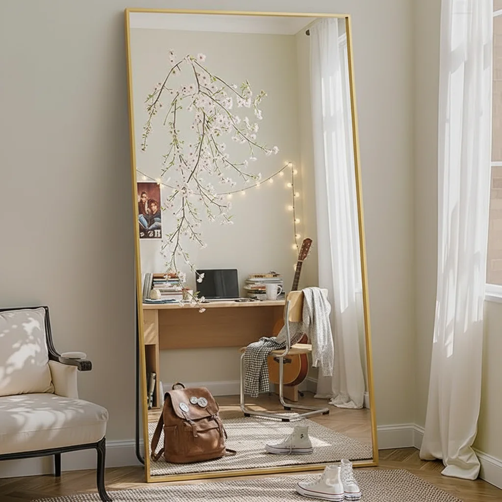مرآة واقفة بطول كامل مقاس 71 × 26 بوصة، مرآة أرضية حديثة لغرفة النوم، ديكور أنيق للاستخدام اليومي #4