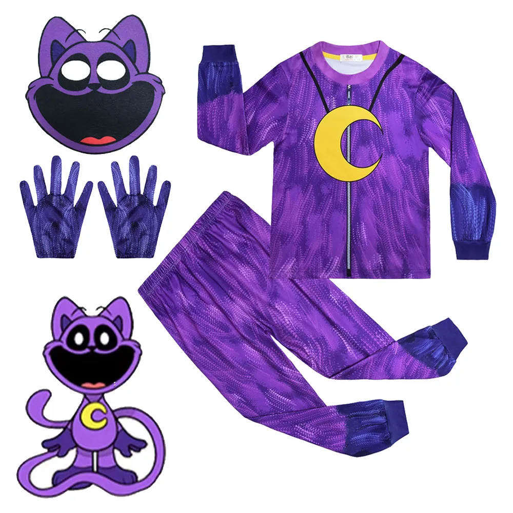 New Halloween Smiling Critters Cosplay Costums Accion Jump Autumn Suit Carnival Children CATNap Cosplay Costume Smiling Critters