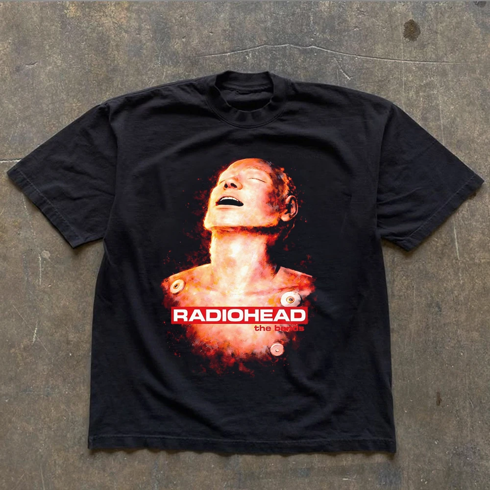Radiohead The Bend Graphic Print Short Sleeves T-shirt Men Women Summer 90s Retro Rock Music T-shirt Casual Y2K Streetwear Tops