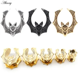 Alisouy 1PC Copper Alloy Casting Animal Bats Saddle Ear Tunnels Plugs Expander Stretcher Gauges Earrings Piercing Body Jewelry