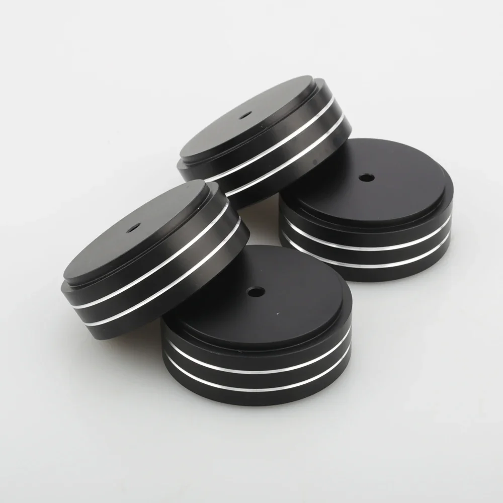 4x Audiocrast 58*21mm Aluminum Alloy Amplifier Feet Shock Absorber Speaker Turntable Pads Rubber Black