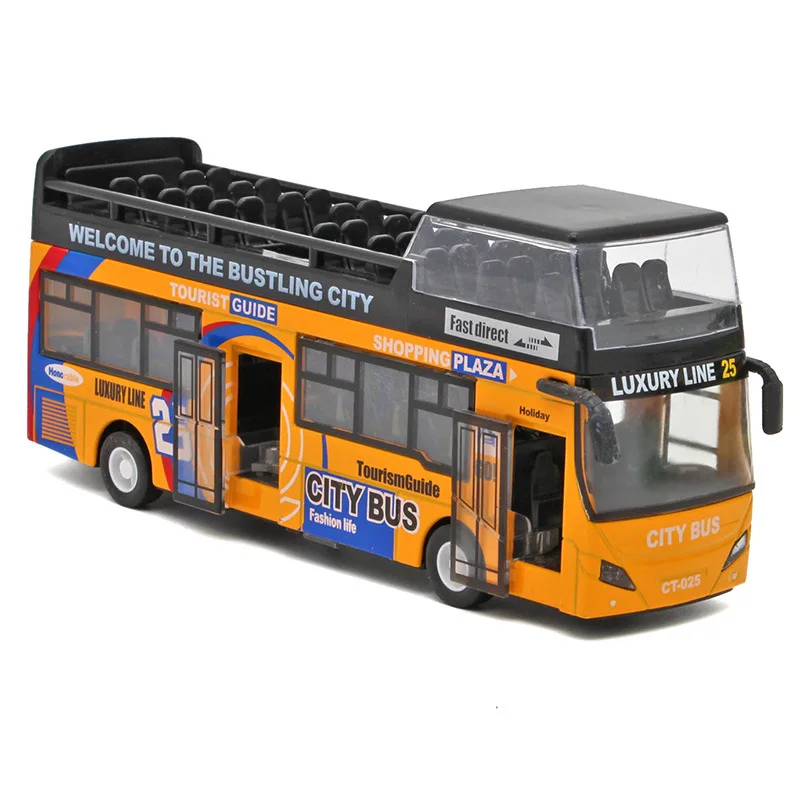 Macao Double-Deck Light Busรถรุ่นรถบัสเพลงดึงกลับรถบัสของเล่นรถDie Castingรถ