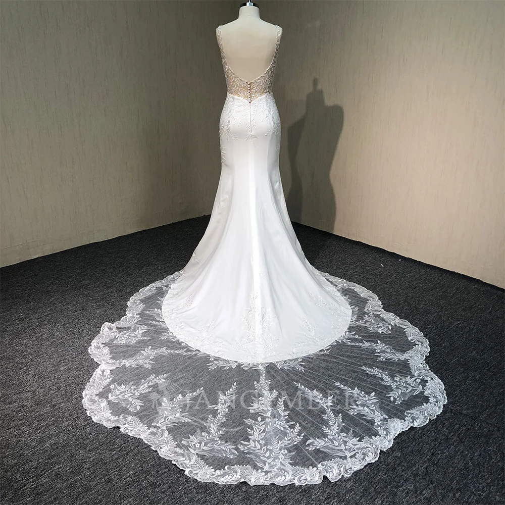 Luxury Lace Boho Wedding Gowns Mermaid 2026 Sparkly Spaghetti Straps Champagne Bridal Dresses Customized vestidos de novia boda