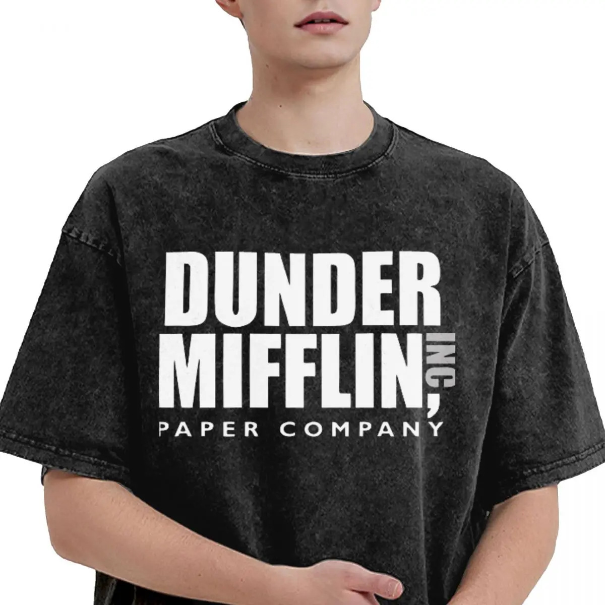 The Dunder Office Mifflin Inc The Office Washed T Shirt Streetwear Hip Hop Cool T-Shirt Tv Series Tees Men Women Street Graphic