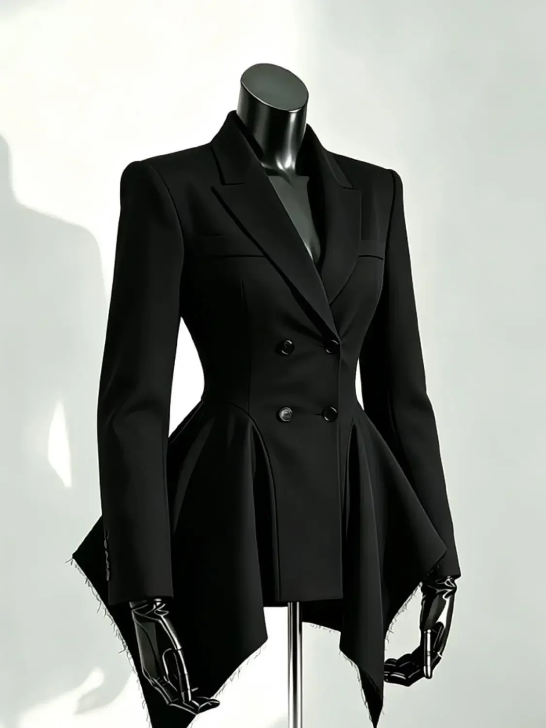 French Elegant Black Irregular Slimming Blazer Office Lady Harajuku Fashion Suits Jacket Woman Vintage Solid Casual Clothing