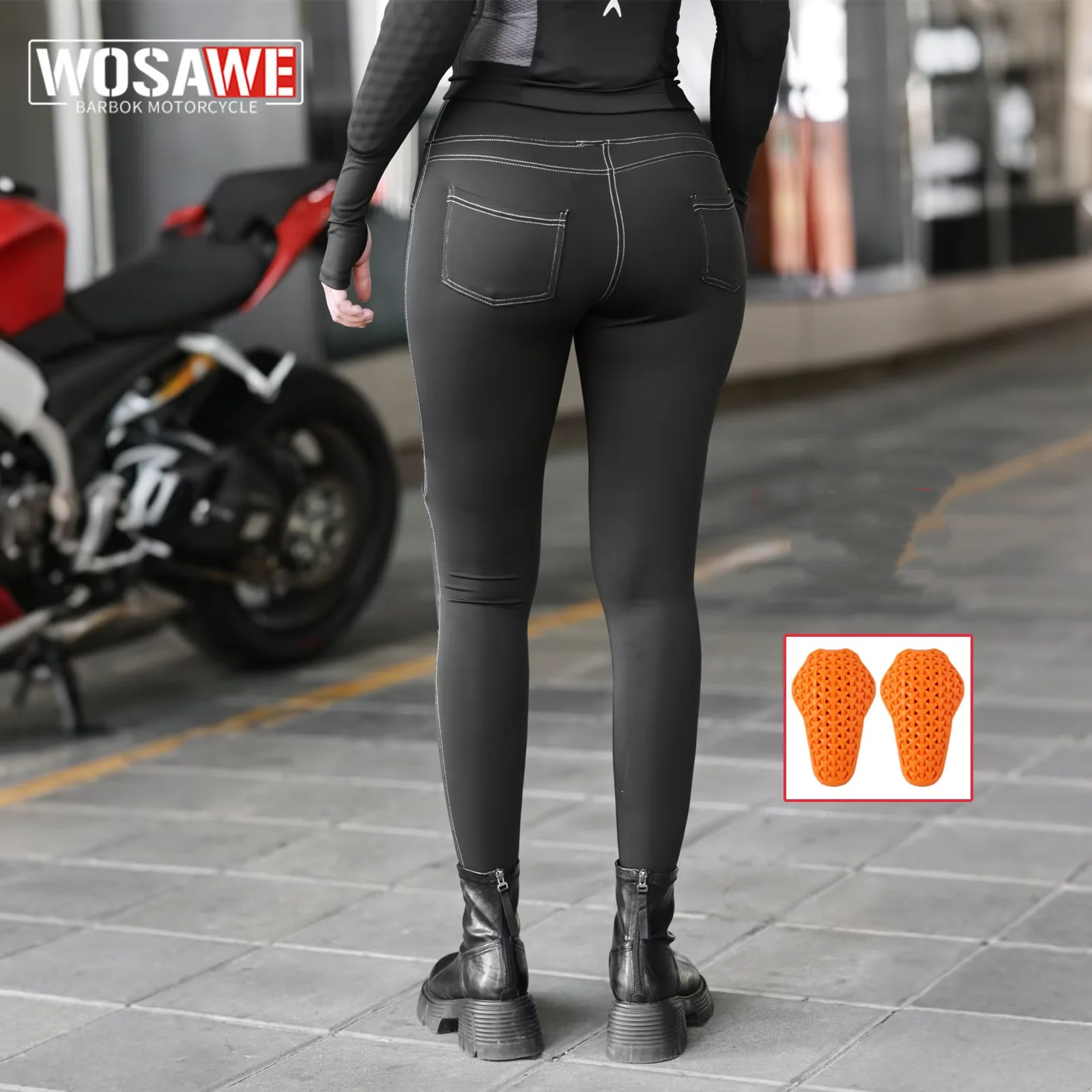

WOSAWE Women Motorcycle Riding Pants Motorbike Pants Slim Fit Stretchable Biker Pants Motocross Racing Trousers