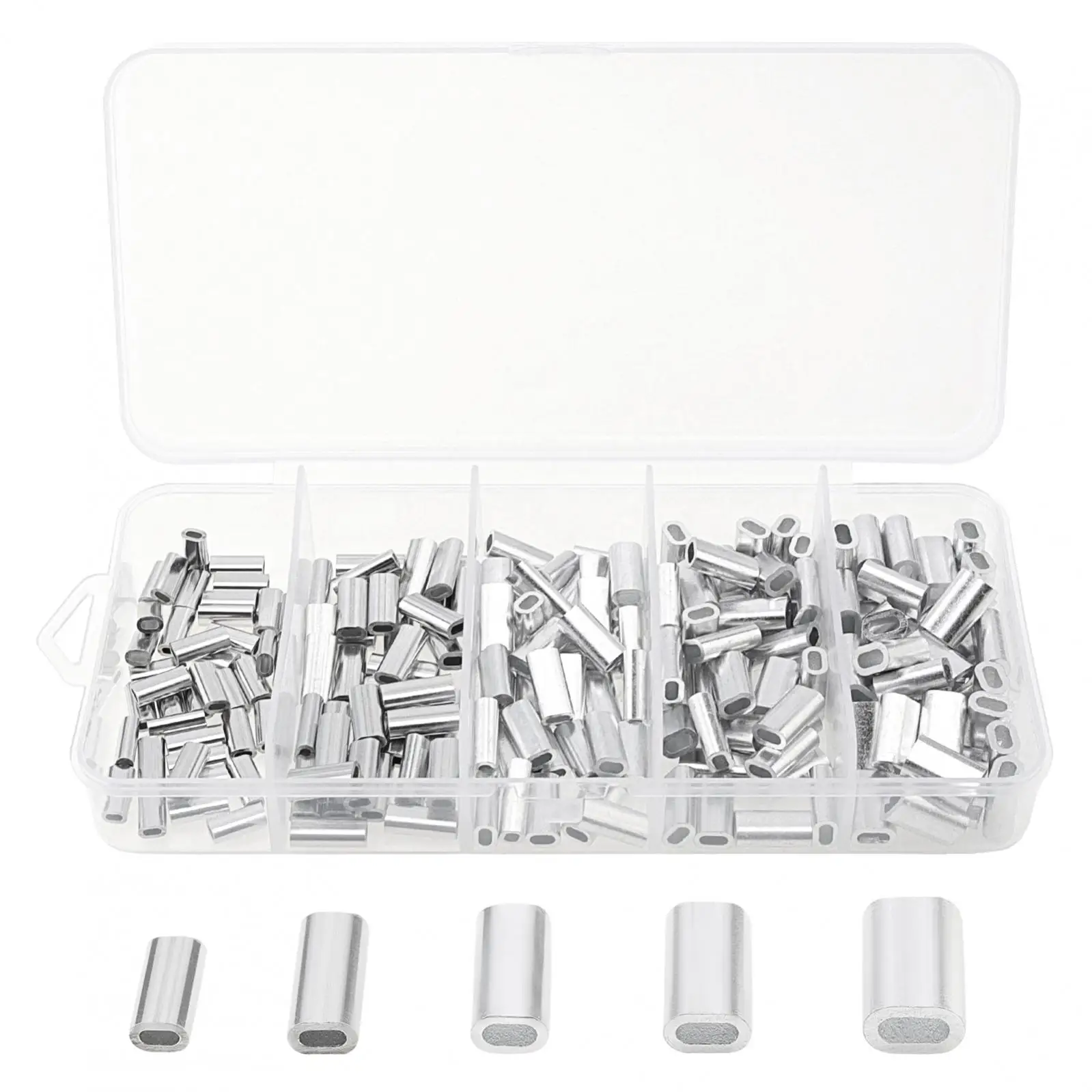 aluminio-tubo-Unico-barril-fio-de-aco-friso-mangas-linha-de-pesca-oval-crimps-com-caixa-10-30mm-200pcs