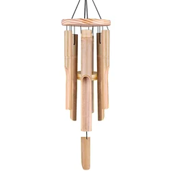 6 Tubes Bamboo Wind Chimes With Natural Relaxing Soothing Sound Outdoor Chimes Hand-Carved Garden Patio Outdoor Home Decor