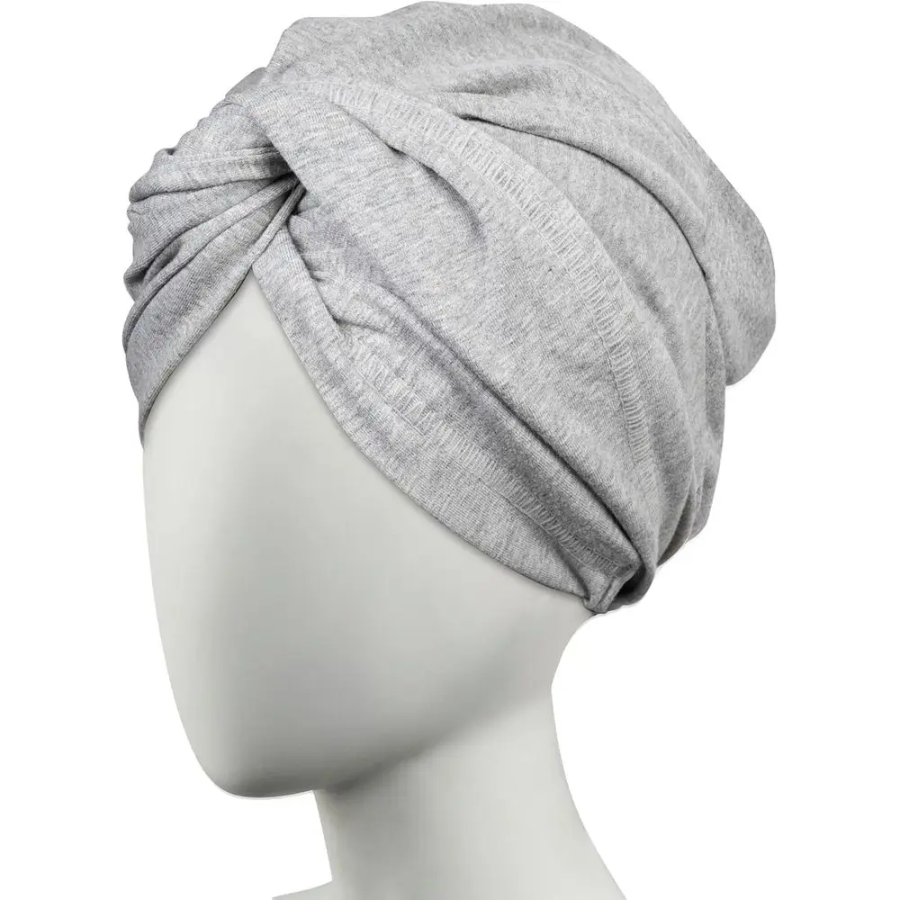 Ultra-Absorbent Cotton Hair Wrap for Women - Turban Style, Maintains Curls, Gray