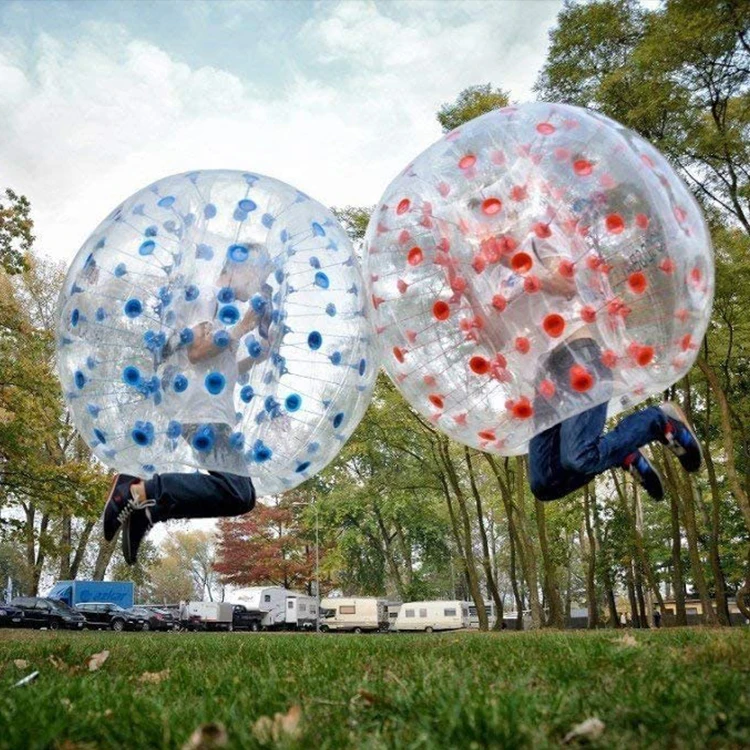 Dia 1.5 Meter 5 Feet Transparent Blue and Red Inflatable Bumper Ball PVC Inflatable Sport Game for Kids Adults Play