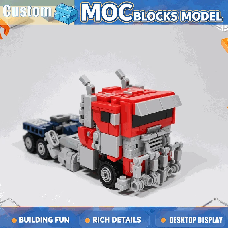 637PCS Red Truck Robot MOC Building Block Transformed Mech Action Figure Model DIY Creative Assembly Toy Gift Collection Display