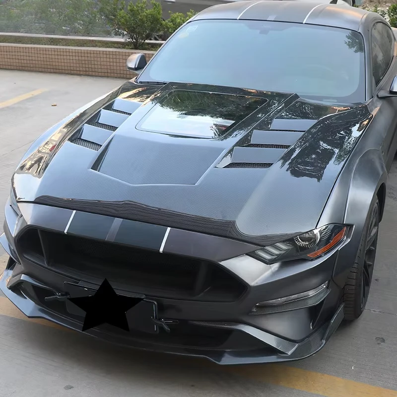 

MRD Carbon Fiber Hood For Ford Mustang 2015-2022 Transparent Style Real Carbon Fiber Hood Regular Style Carbon Fiber.