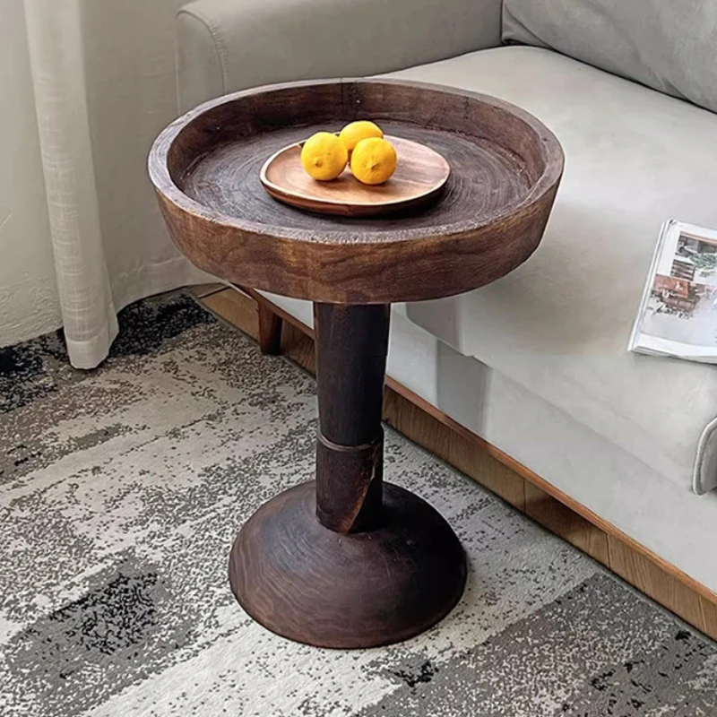 Soild Wood Coffee Tables Retro Round Room Desks Portable Side Tables Decorations Accessories Storage Living Room Furniture