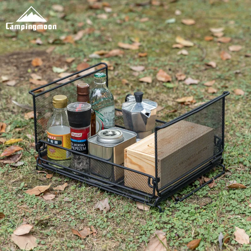 

CAMPINGMOON CK-23BK Шестиугольный складной контейнер-сетка для хранения с полузабором, многофункциональная полка для кемпинга и дома