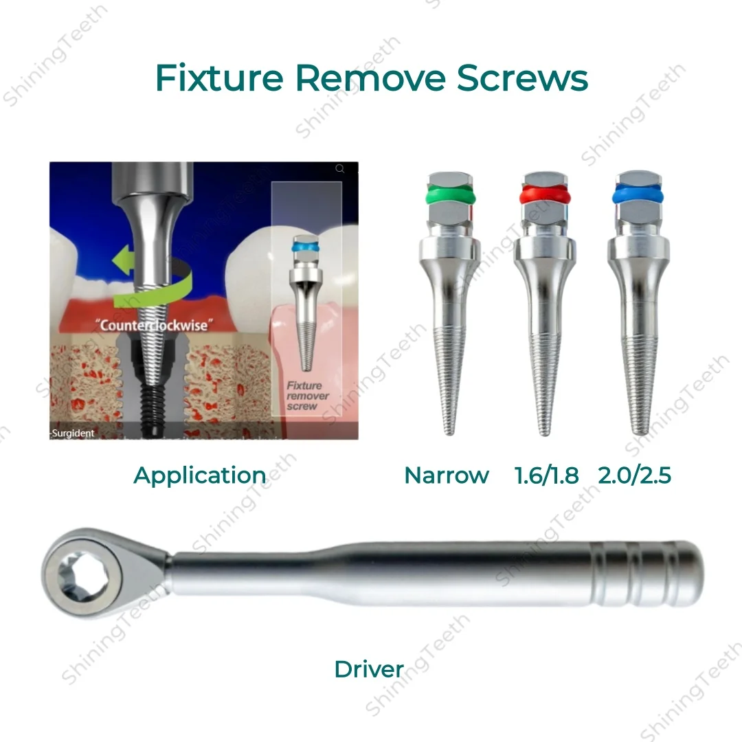 

Dental Implant Screw Fixture Removal Kit SOS Broken Screw Extractor Set Green/Red/Blue