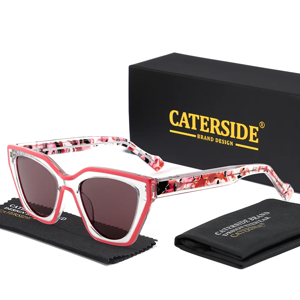 

Женские модные поляризационные солнцезащитные очки CATERSIDE, роскошная ацетатная оправа в форме кошачьего глаза, мужские декоративные очки для занятий спортом на открытом воздухе, для вождения, UV400