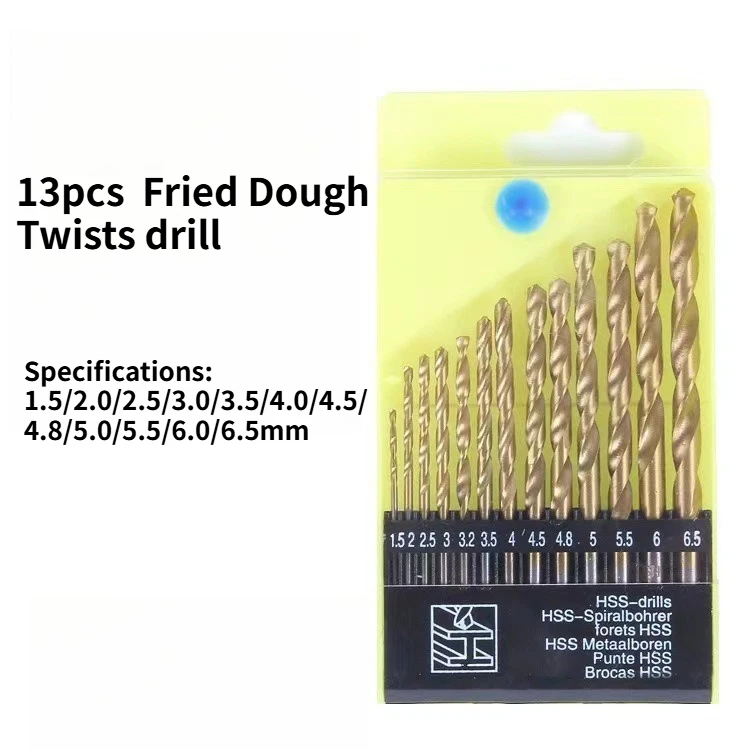 

13pcs Full Ground HSS Drill Bits 1.5mm-6.5mm Titanium Coated for Metal & Woodworking