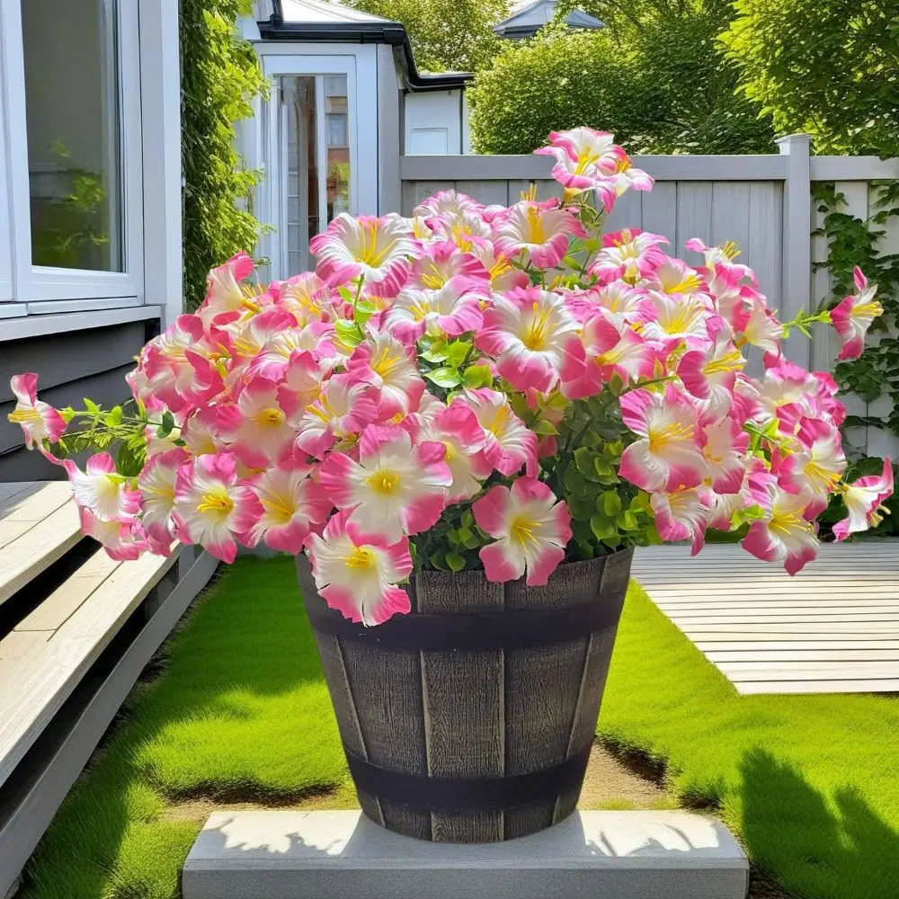 

37CM Artificial Morning Glory Flower Silk Simulation Faux Flower Bouquet Fake UV Protection Artificial Lily Silk Flowers