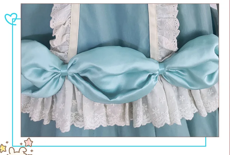 Robe à col roulé bleu Anime Cardcaptor pour filles, costume Cosplay KinomPain, jupe Lolita avec appliques en dentelle, vêtements de fête d'Halloween