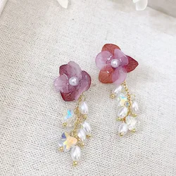 Unique Purple Hydrangeas Earrings Elegant Natural Hydrangeas Flower Earrrings Colorful Pressed Flower Earring Custom Packaging