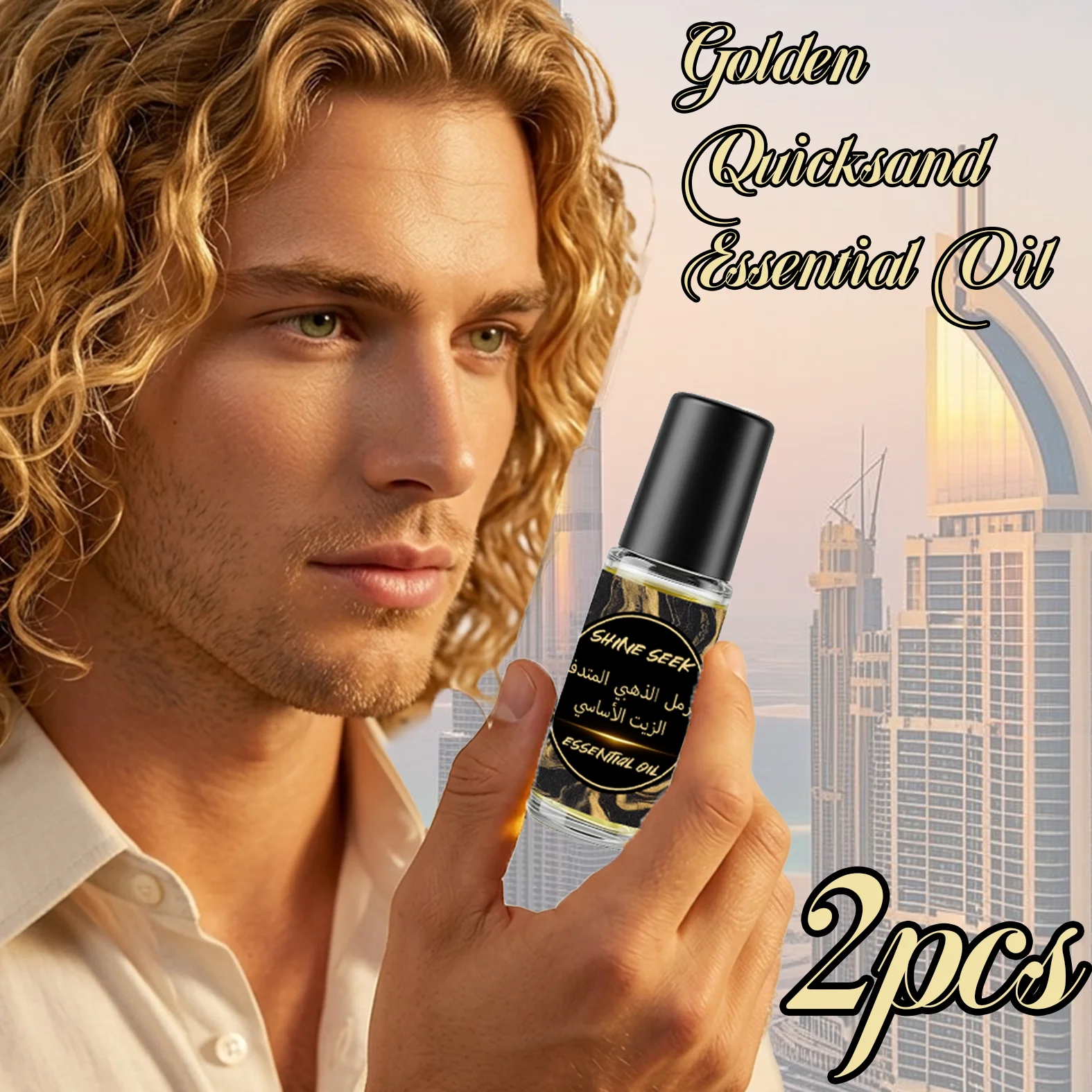 2Pcs Black Gold Liquid Sand Essential Oil, Long-Lasting Fragrance Improve Luck, Attract Wealth, Bring Good Fortune, Enhance Good Luck, Valentine's Day Neutral Style Premium Gift with Luxurious and Elegant Packaging, New Formula and Design, New Year's Good Luck, Double the Blessings.
