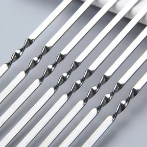 Edelstahl -Grillspieße, Aufbewahrungsrohr, wiederverwendbare Grillnadel, flache Kebab -Stick -Metall, Campingwerkzeuge im Freien, Campingwerkzeuge im Freien 10 Hauptverkäufe Edelstahl aus TIG - №7