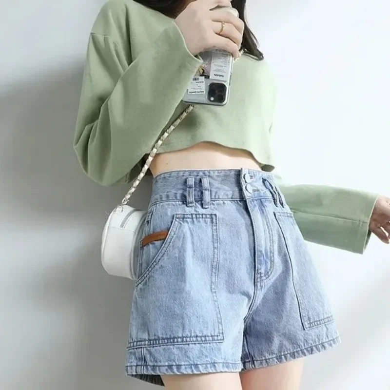 Koreanische Art hohe Taille kurze Jeans hose Frau neu in Jeans shorts für Frauen billig bieten original heiße jugendliche Outfits Design