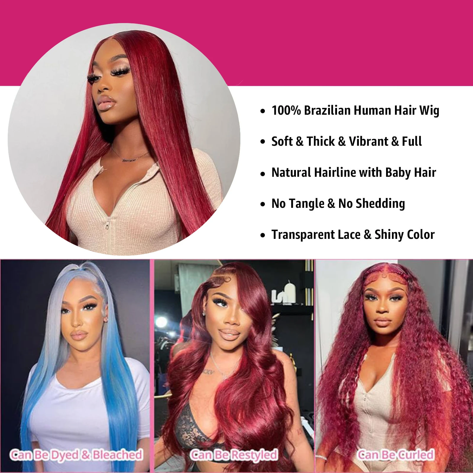 30 Inch 250% Density Burgundy Straight 13x6 13x4 HD Lace Frontal Human Hair Wigs 4X4 Brazilian Pre Plucked Wigs For Women