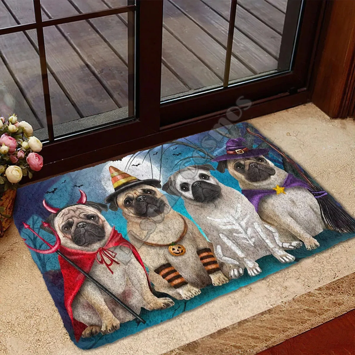 Pug/Rottweiler/Westie/Wheaten Terriers Dog Happy Halloween Doormat 3D Printed Indoor Outdoor Doormat Non-slip love dogs gift