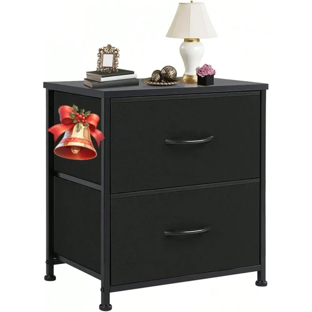

Small Dresser With 2 Fabric Drawers Side Bedroom End Table Kids Bedside Storage Furniture For 20 Inch Tall Night Stand For Clos