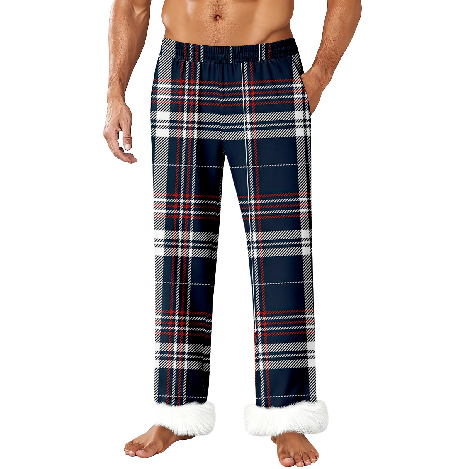 

Thickened Flannel Sleep Pants Men'S Cotton-Lined Warm Winter Sleep Pants For Men Loose Large Size Warm Home Leisure Long Pants