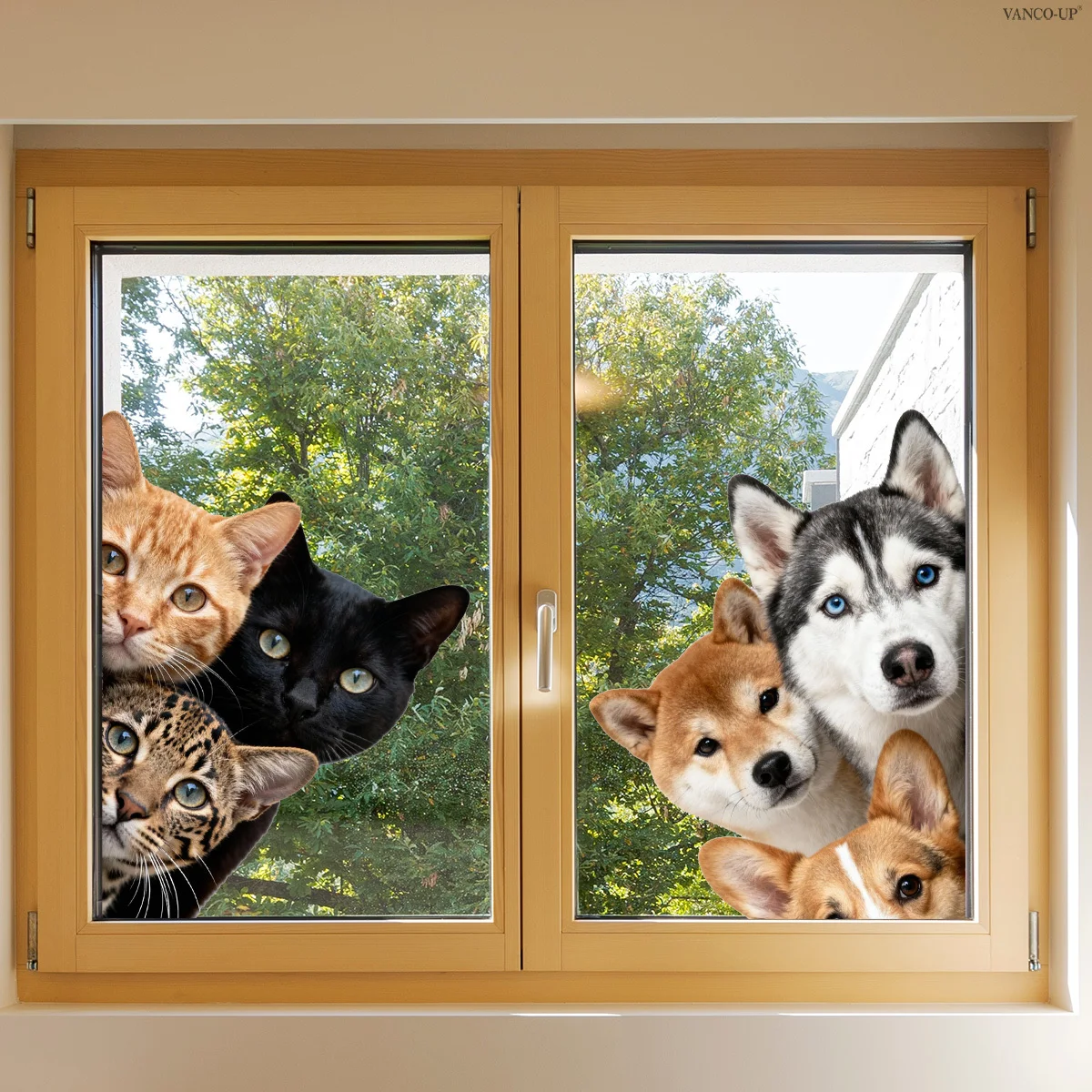 1pc Peeking Cats & Dogs Wall & Window Sticker, Self-Adhesive Decorative Sticker, Suitable for Windows, Doors,Living Room,Bedroom