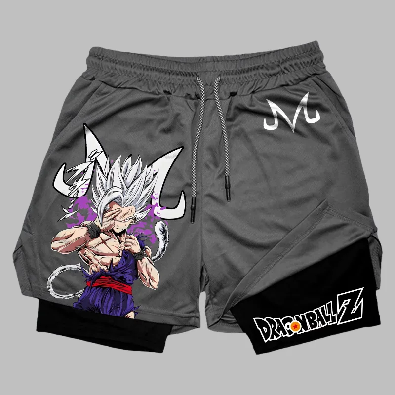 

Мужские шорты для фитнеса с рисунком 2-в-1, влагоотводящие быстросохнущие тренировочные шорты для бега с карманом для мобильного телефона, спортивная одежда