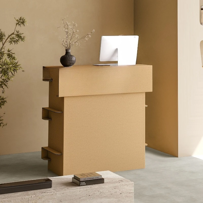 Simple Corrugated Paper Front Desk Display Stand, Sample Showcase for Store & Expo