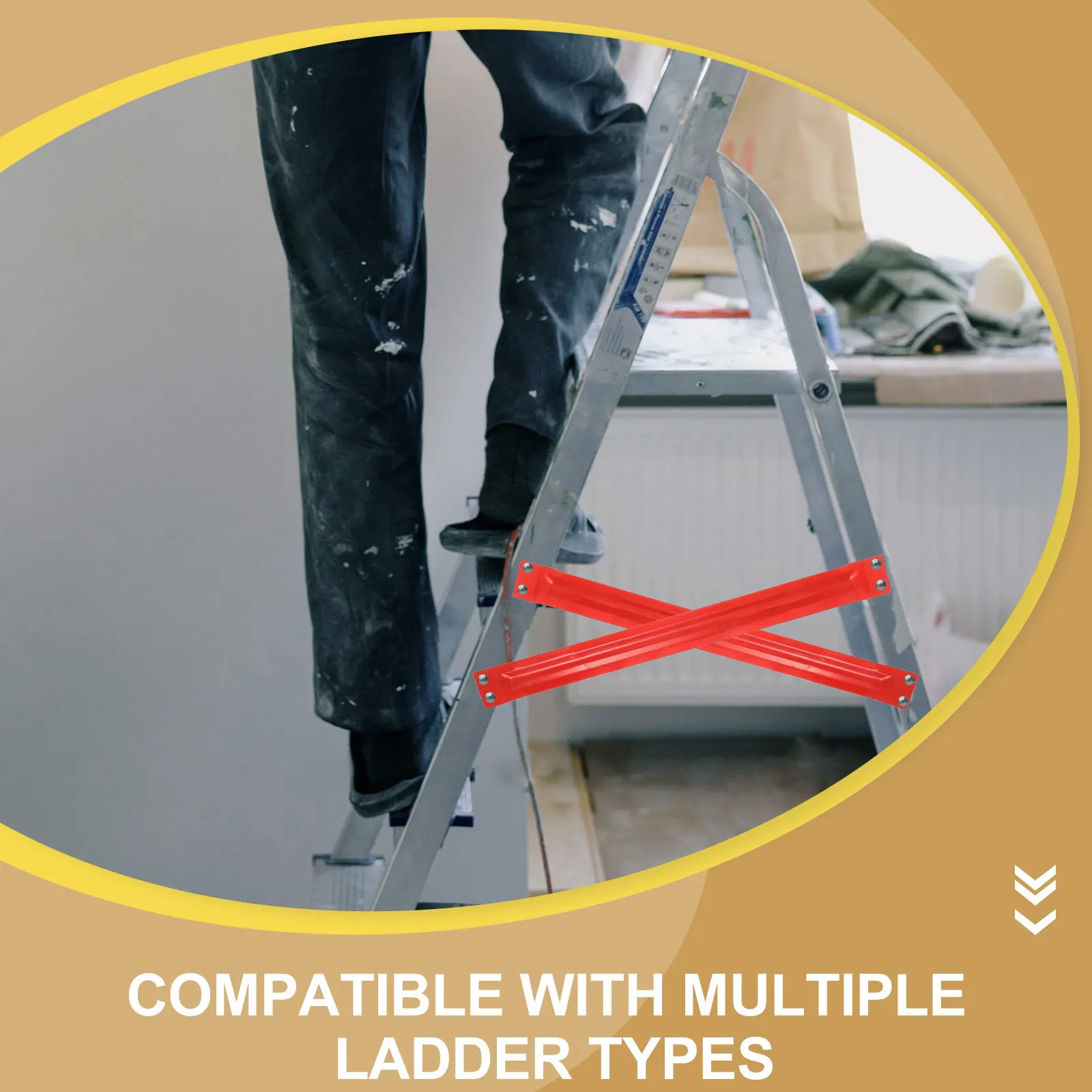 2Pcs Telescopic Ladder Step Fixing Rods High Hardness Metal Tie Rods Safety Stable Accessories Ladder Accessories