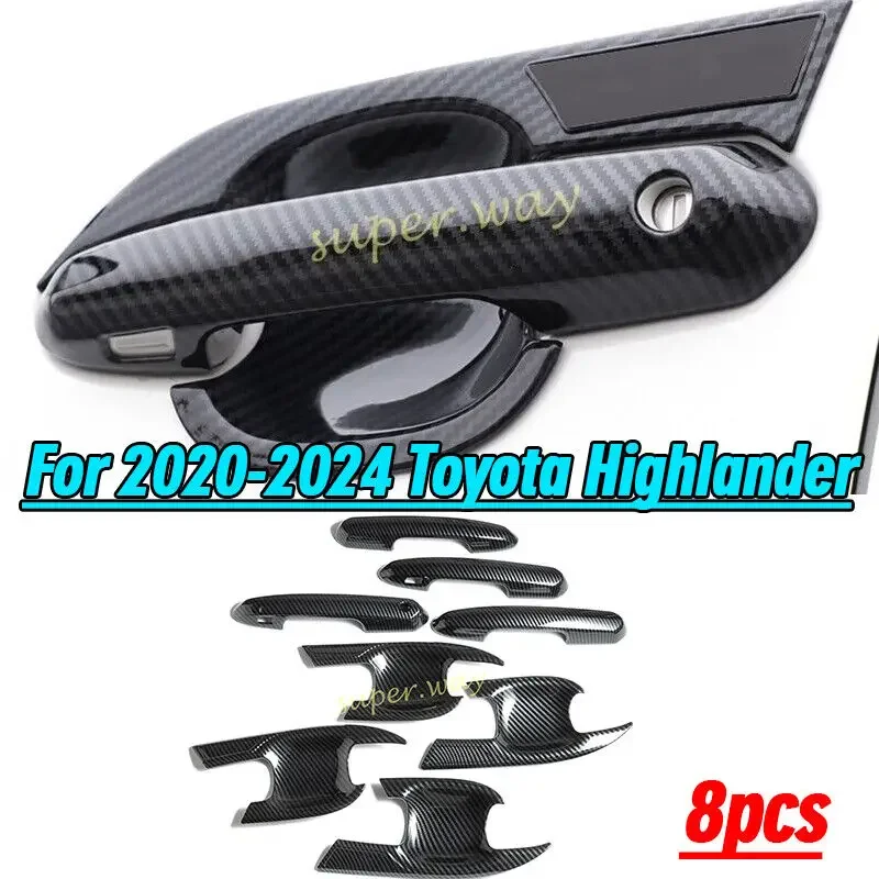 For 2020-2024 Toyota Highlander ABS Carbon Fiber Car Door Handle Bowl Cup Covers