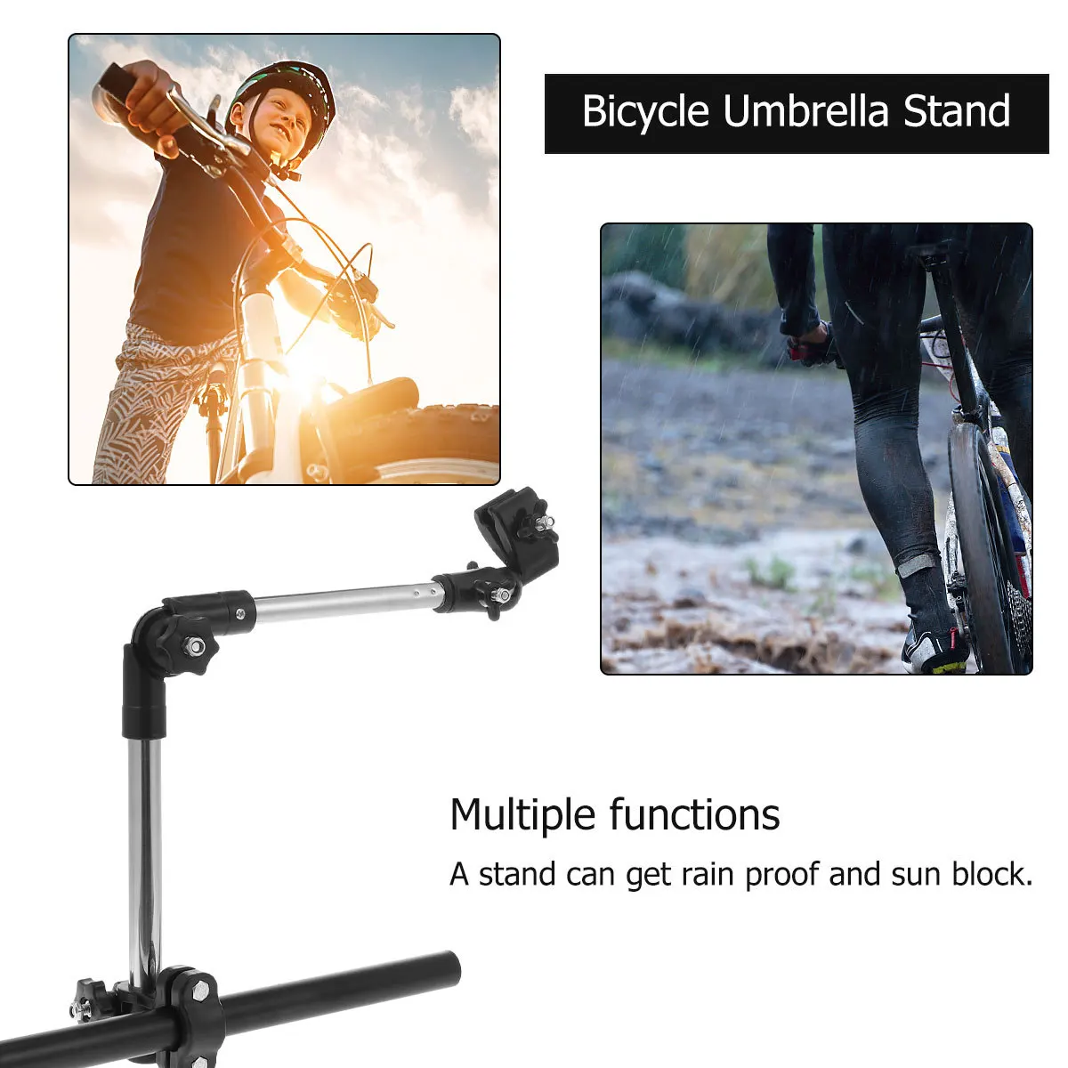 

Bicycle Umbrella Holder Folding Black For Handlebar Rain Sun Shade Protection Safe Riding Accessory Bracket Retractable Umbrella