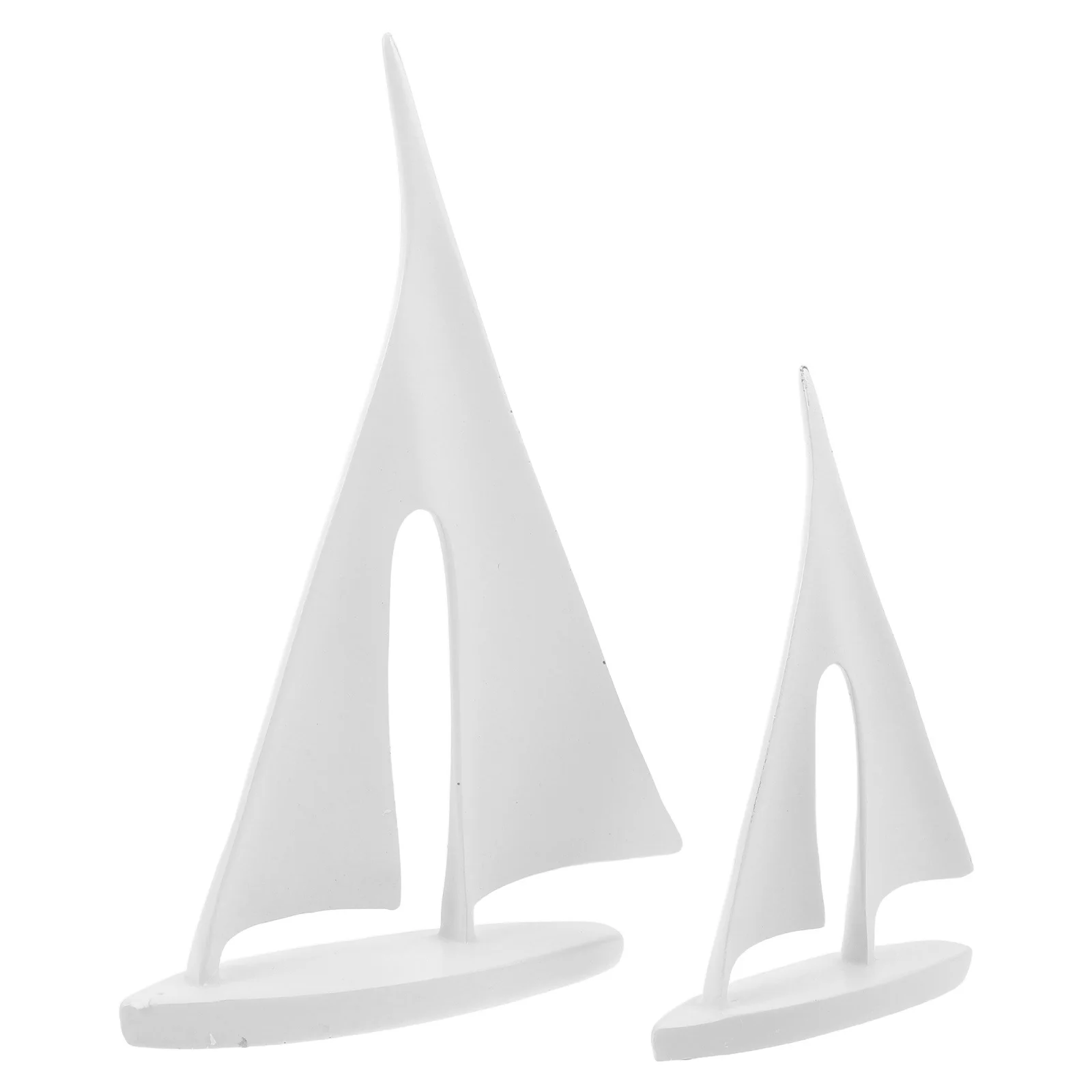 

2Pcs White Resin Sailboat Statue Minimalist Home Decor Gold Finish Nautical Theme Cabinet Bookshelf Ornament